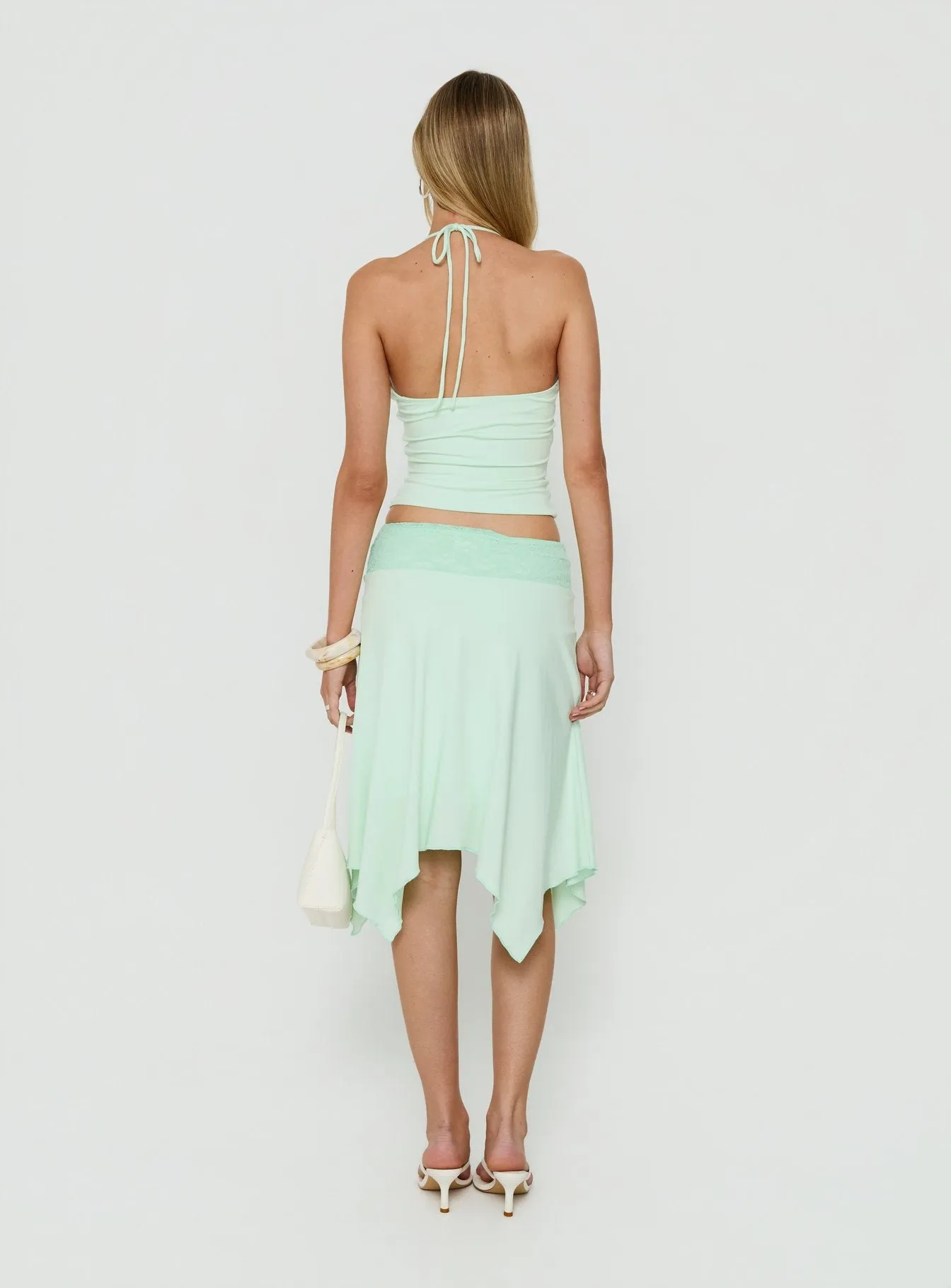 Natabelle Lace Detail Midi Skirt Mint sold by Princess Polly product image thumbnail 5