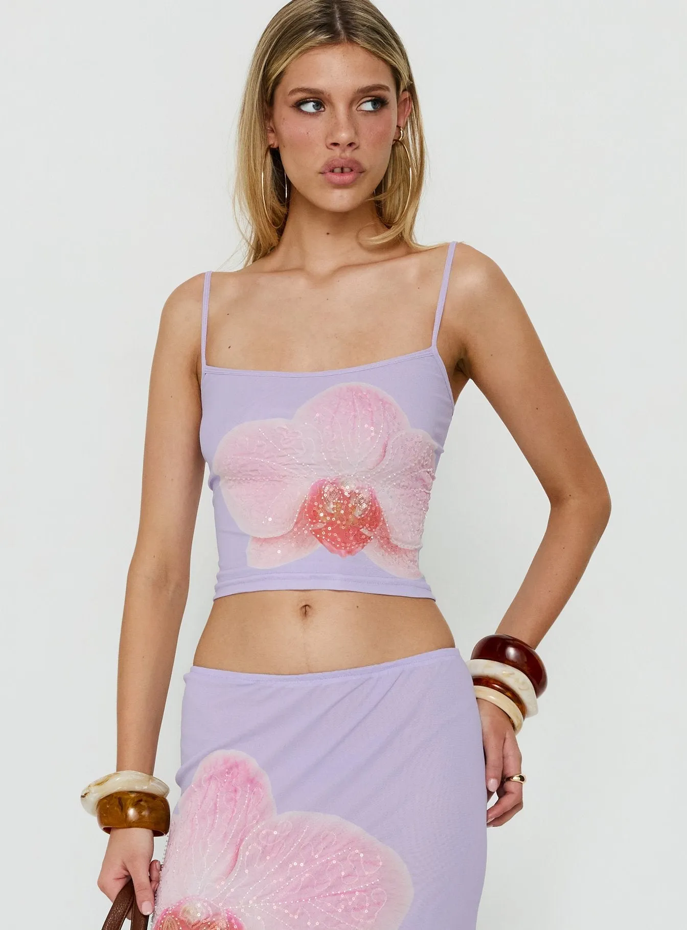 Golden Visions Scoop Graphic Cami Top Purple Orchid sold by Princess Polly product image thumbnail 2