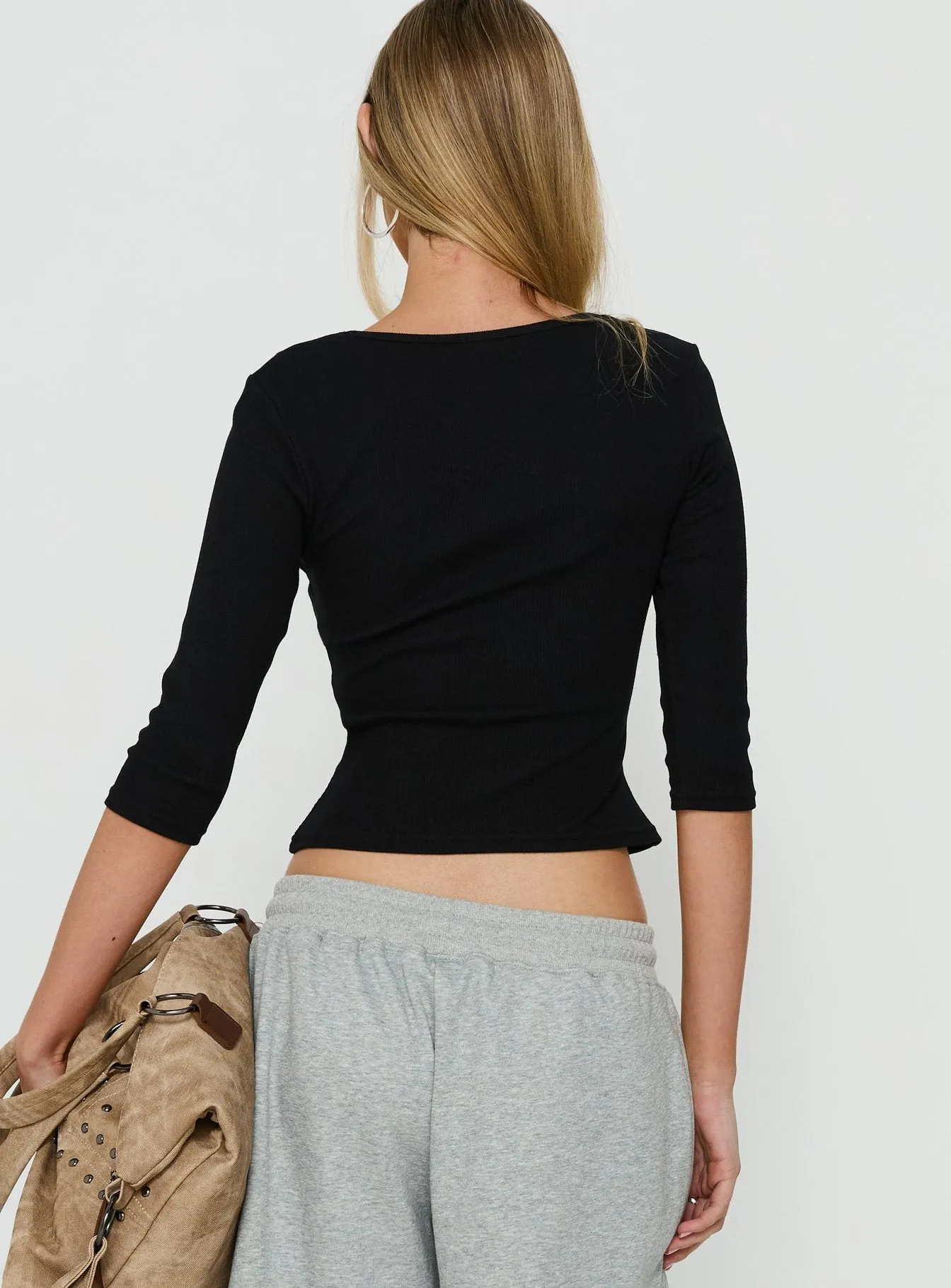 Bridgeta V Neck 3/4 Sleeve Top Black sold by Princess Polly product image thumbnail 5