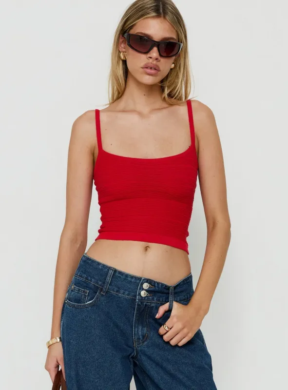 Wilah Knit Tank Top Red made by Princess Polly