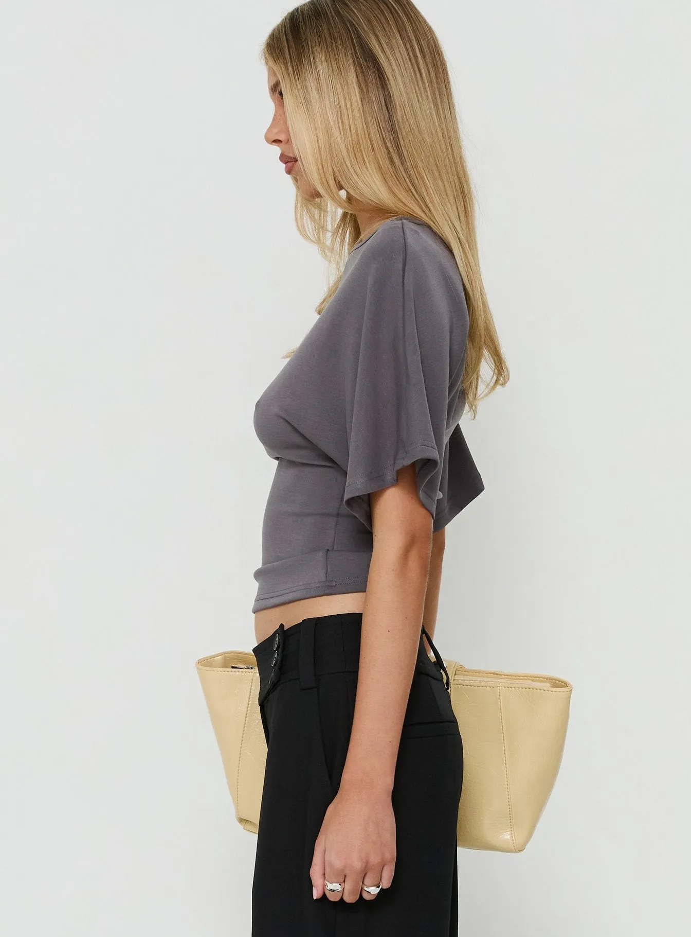 Arazia Cinched Short Sleeve Top Charcoal sold by Princess Polly product image thumbnail 4