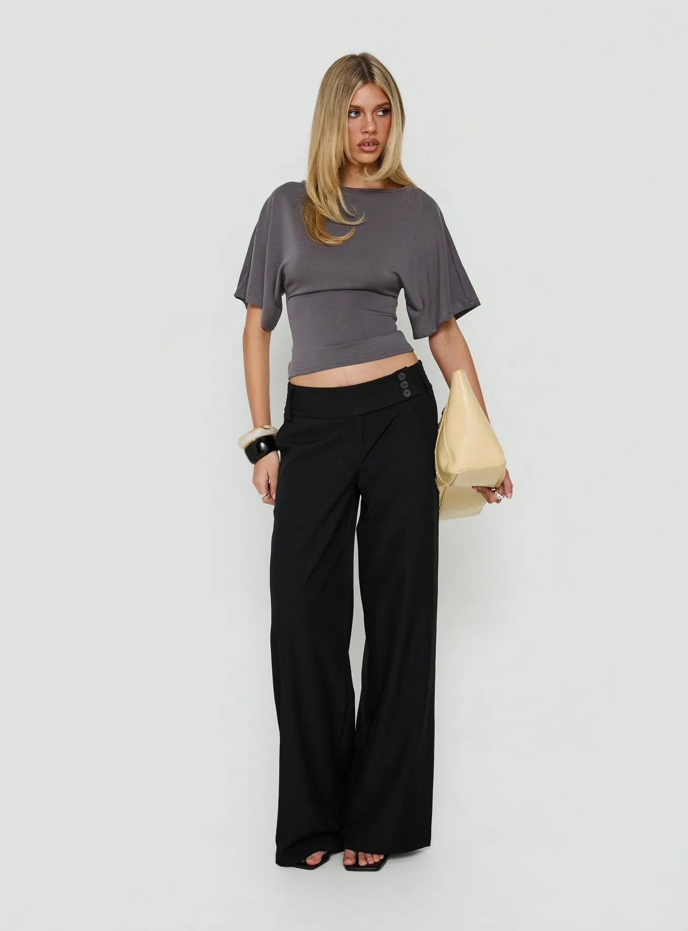 Arazia Cinched Short Sleeve Top Charcoal sold by Princess Polly product image thumbnail 3