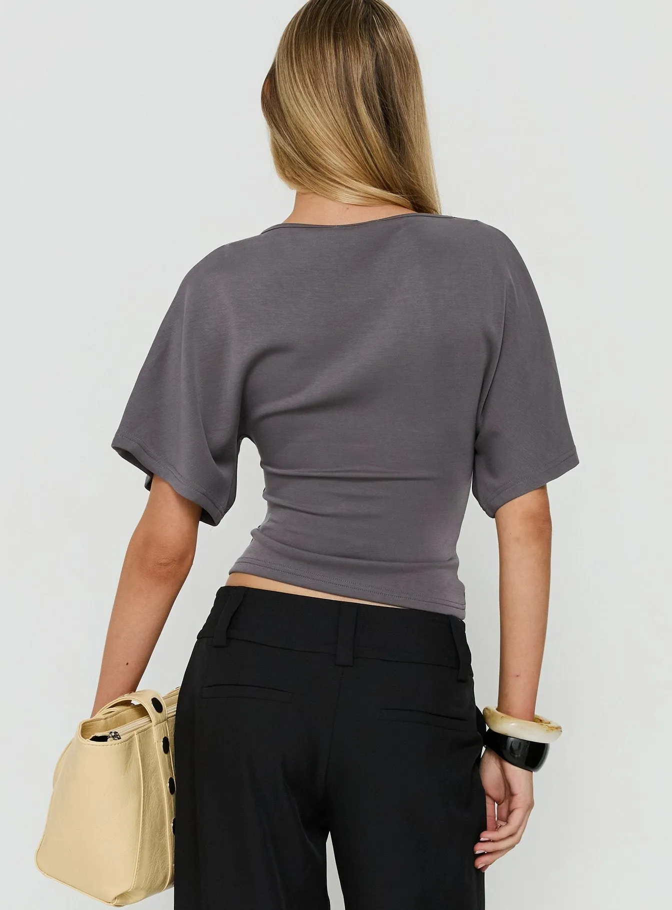 Arazia Cinched Short Sleeve Top Charcoal sold by Princess Polly product image thumbnail 5