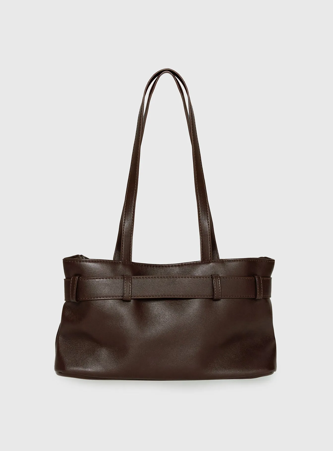 Views Of Capri Faux Leather Buckle Shoulder Bag Dark Brown sold by Princess Polly product image thumbnail 4