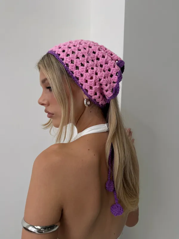 Zeea Knit Hair Scarf Pink / Purple made by Princess Polly