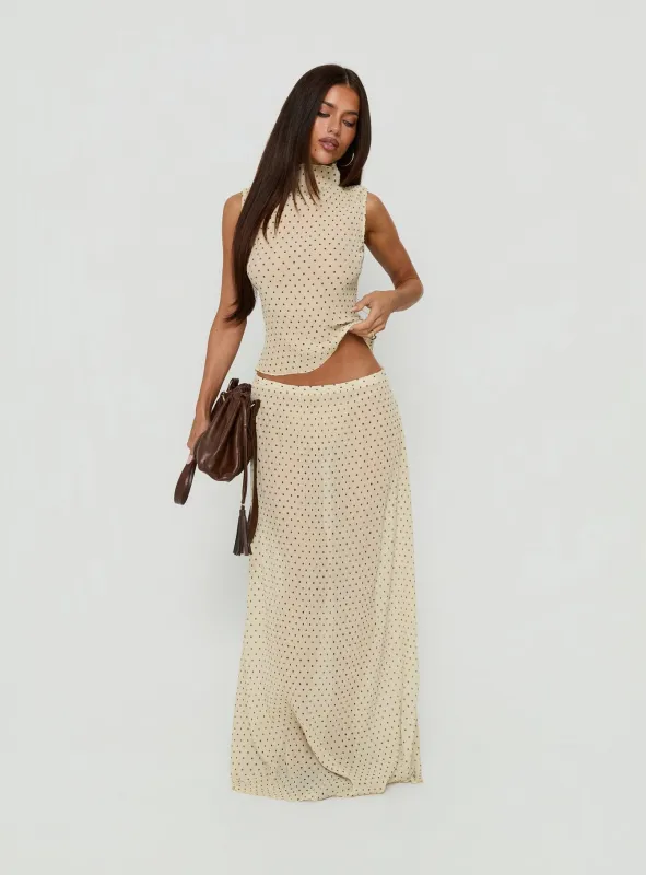 Ford Maxi Skirt Butter / Chocolate Polka Dot made by Lioness