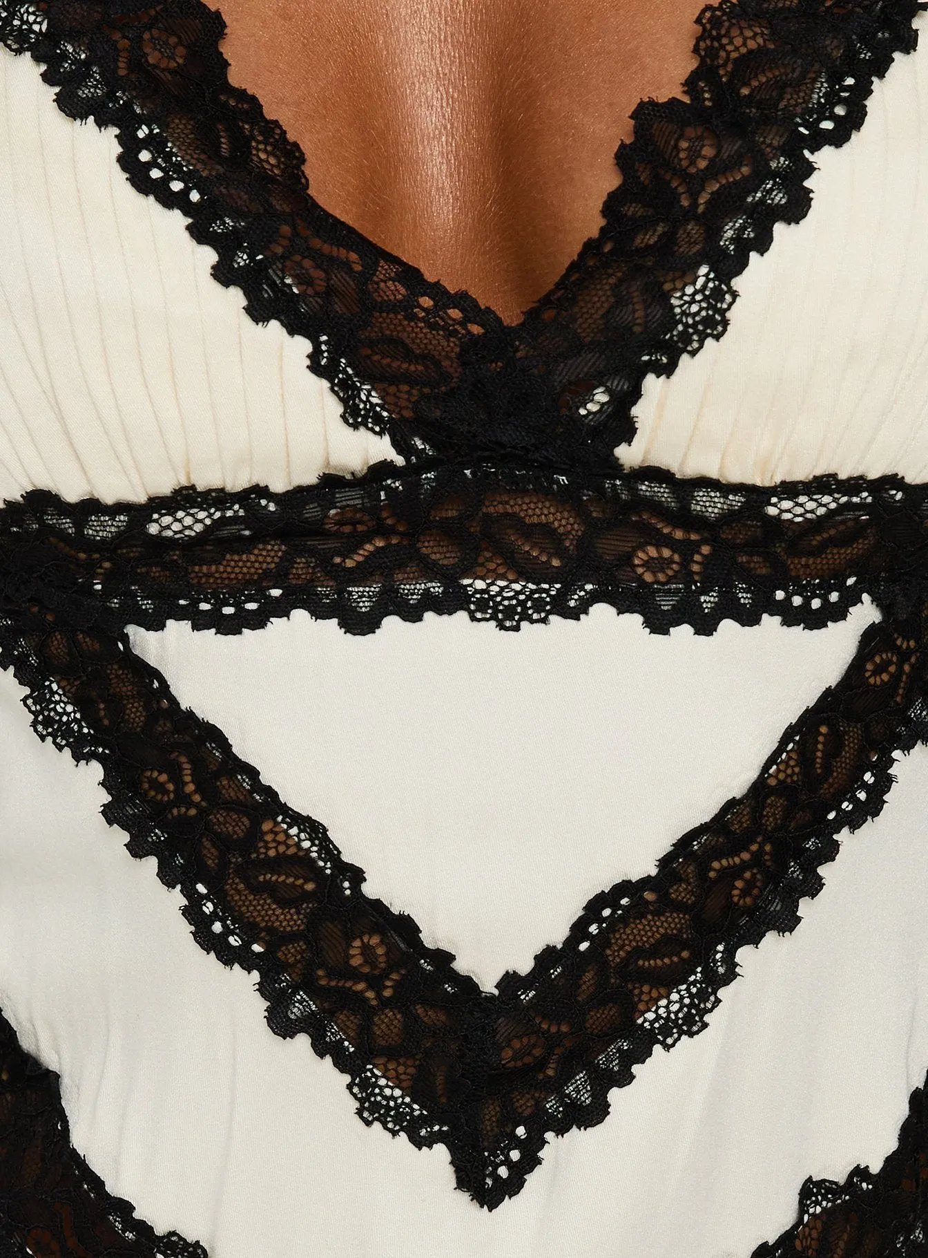 Orithia Lace Trim Playsuit Cream / Black sold by Princess Polly product image thumbnail 5