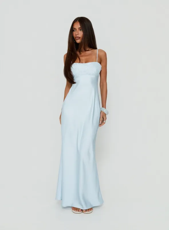 Engracia Sequin Maxi Dress Ice Blue made by Princess Polly