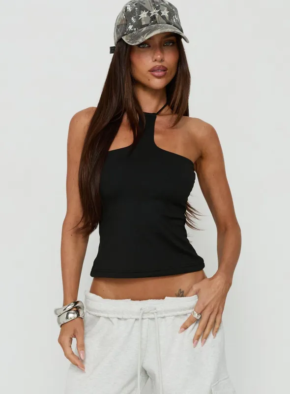 Charlottie Halter Keyhole Neckline Top Black made by Princess Polly