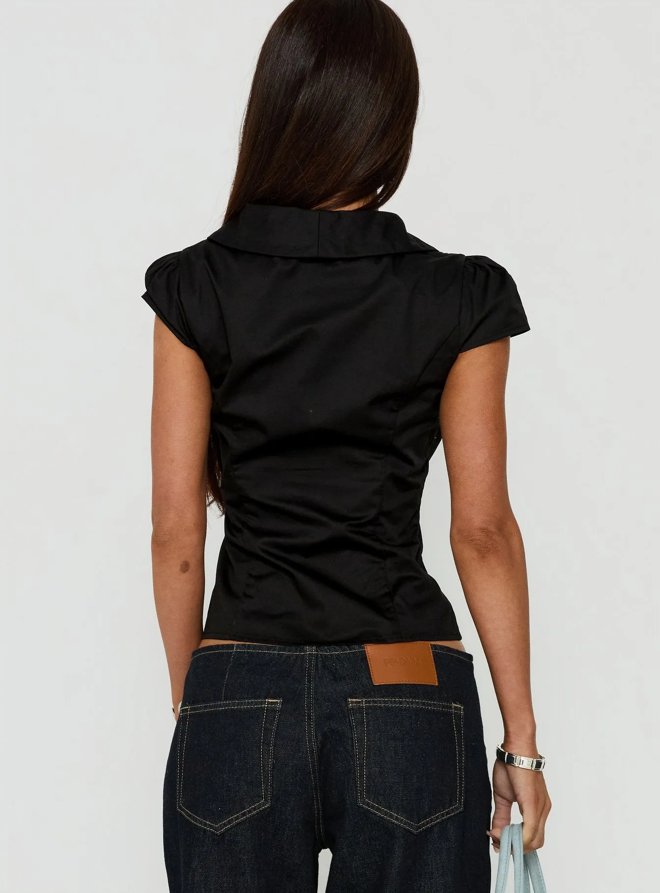 Dimmi Cap Sleeve Button Up Top Black sold by Princess Polly product image thumbnail 5