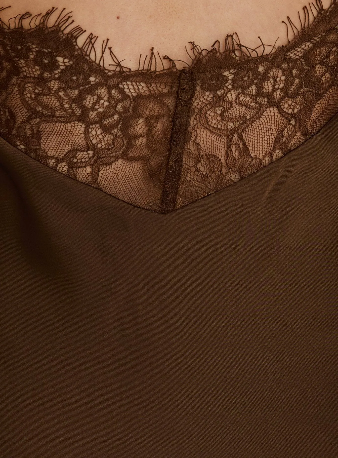 Adamaria Plunge Halter Lace Trim Maxi Dress Chocolate sold by Princess Polly product image thumbnail 5