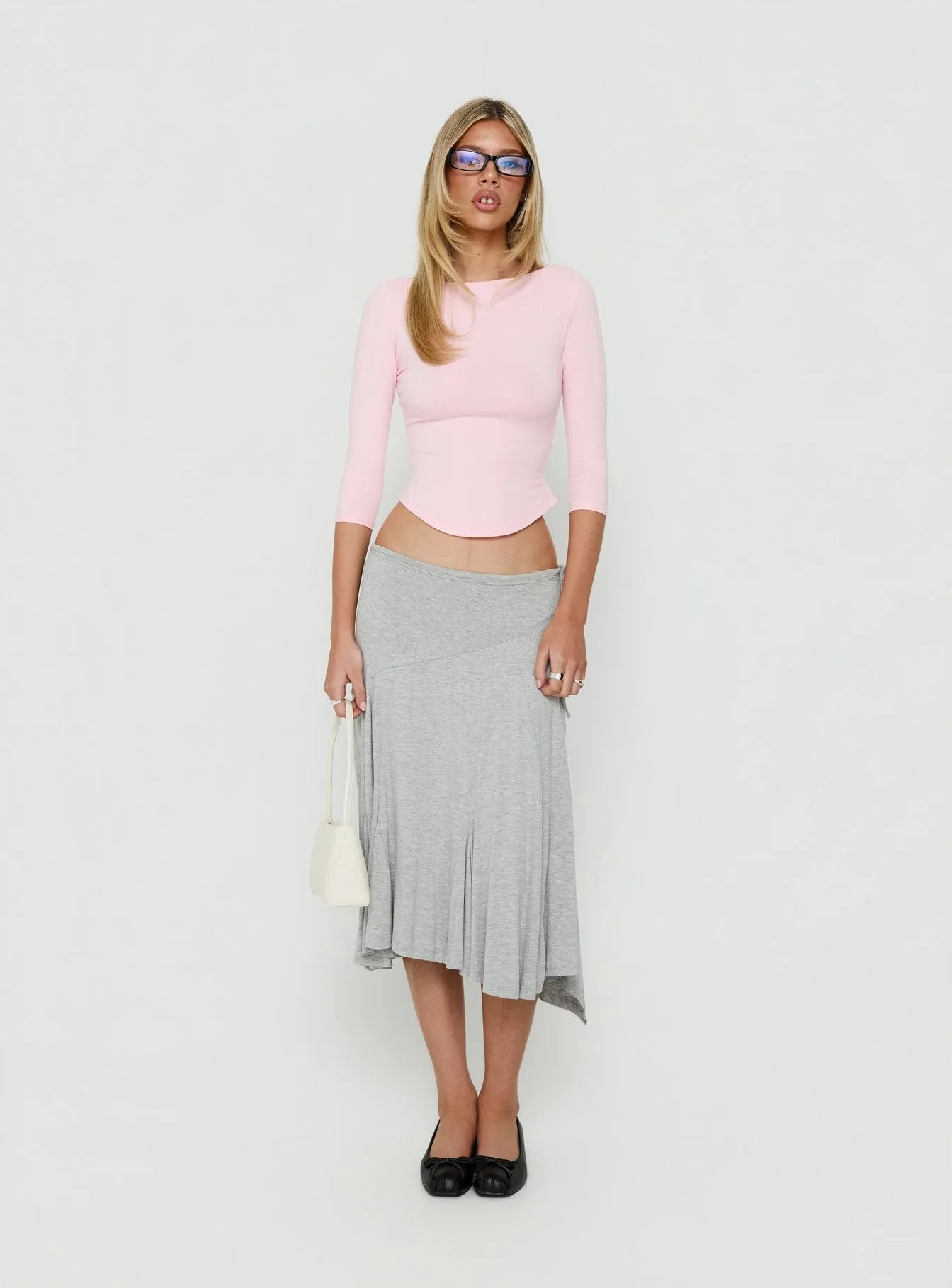 Myaah 3/4 Sleeve Curved Hem Top Pink sold by Princess Polly product image thumbnail 3