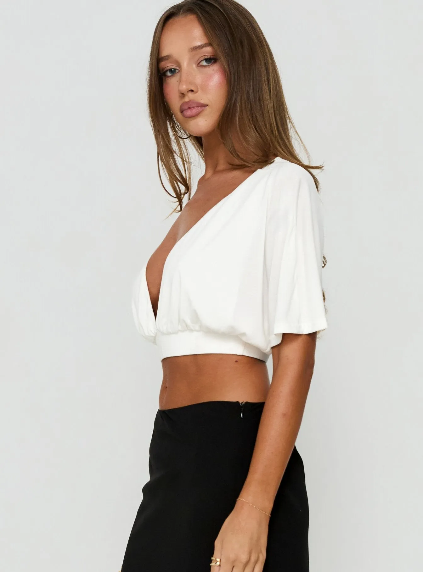 Clarenza Micro Jersey Crop Top White sold by Princess Polly product image thumbnail 4