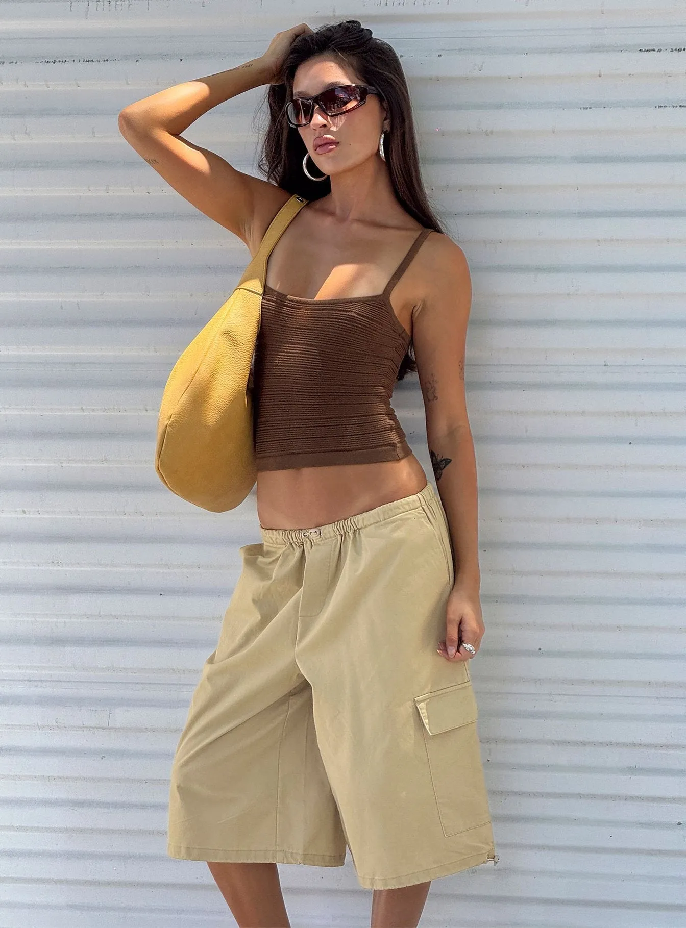 Allyza Baggy Cargo Shorts Stone sold by Princess Polly