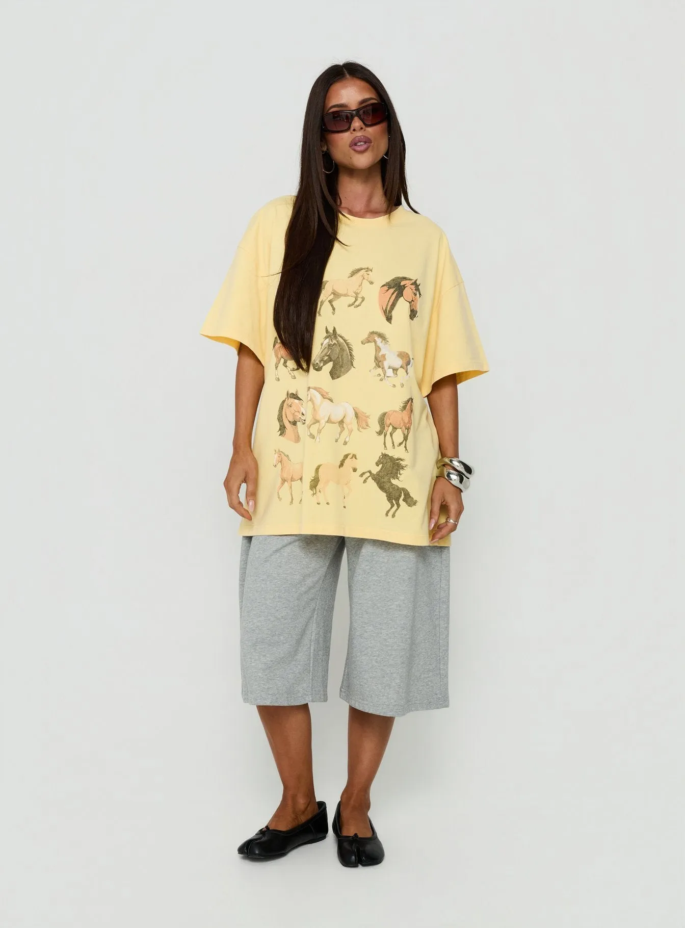 Horse Girl Oversized Graphic Tee Washed Yellow sold by Princess Polly product image thumbnail 3