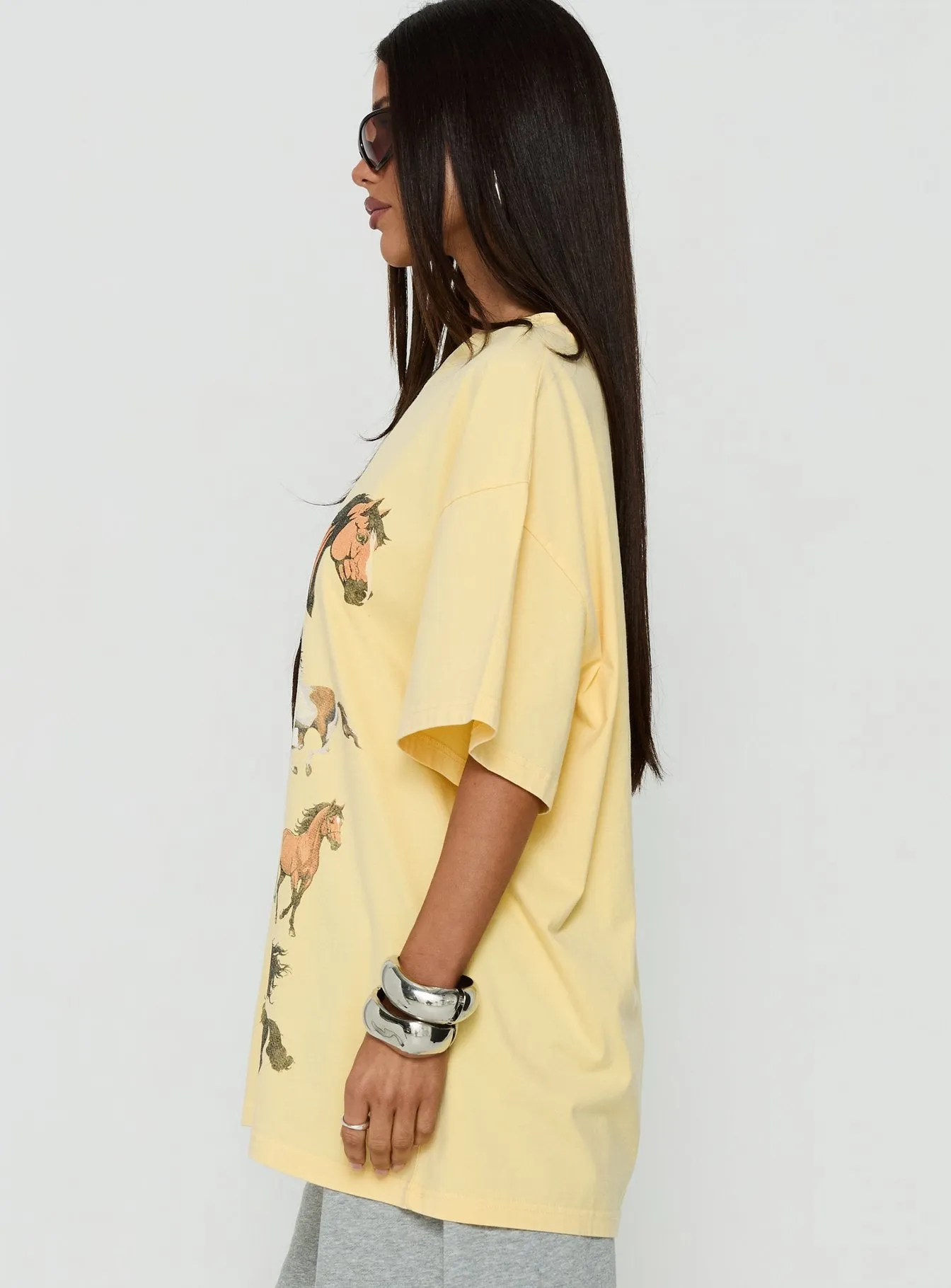 Horse Girl Oversized Graphic Tee Washed Yellow sold by Princess Polly product image thumbnail 4
