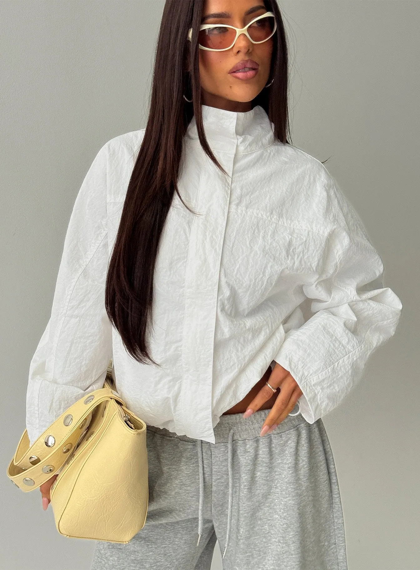 Shoreline Windbreaker Jacket White sold by Princess Polly