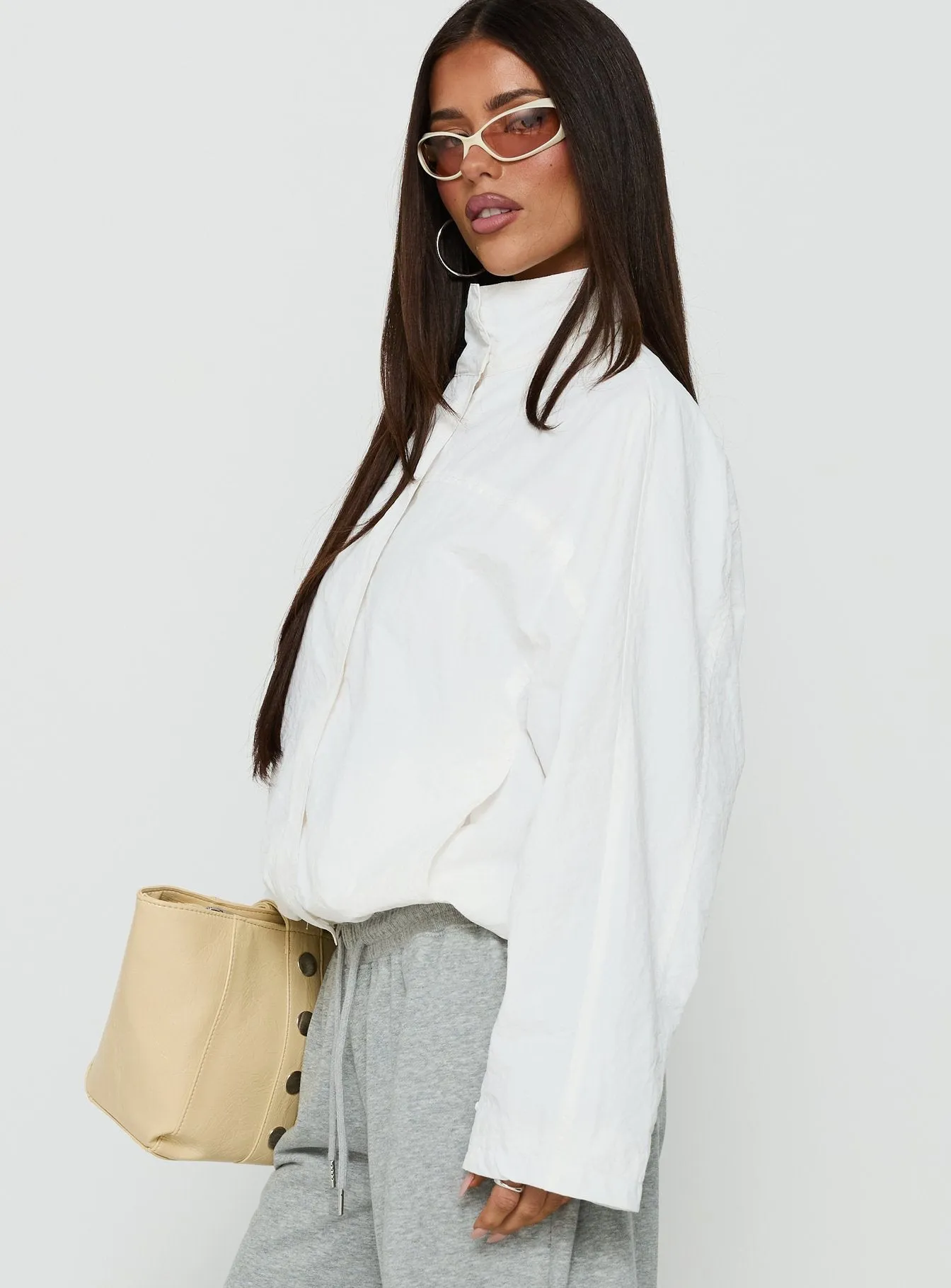 Shoreline Windbreaker Jacket White sold by Princess Polly product image thumbnail 4
