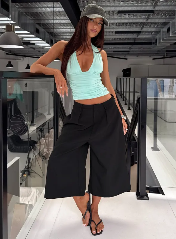 Busy Busy Low Baggy Capri Pant Black made by Princess Polly