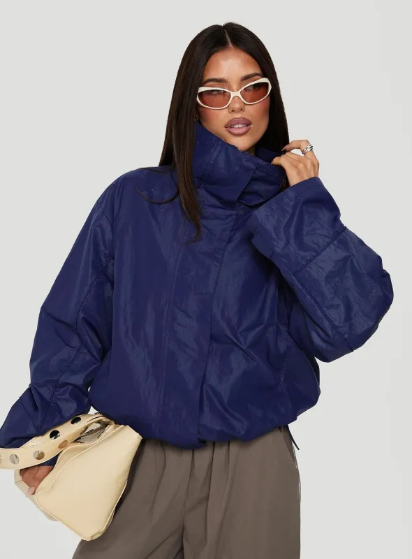 Shoreline Windbreaker Jacket Navy made by Lioness
