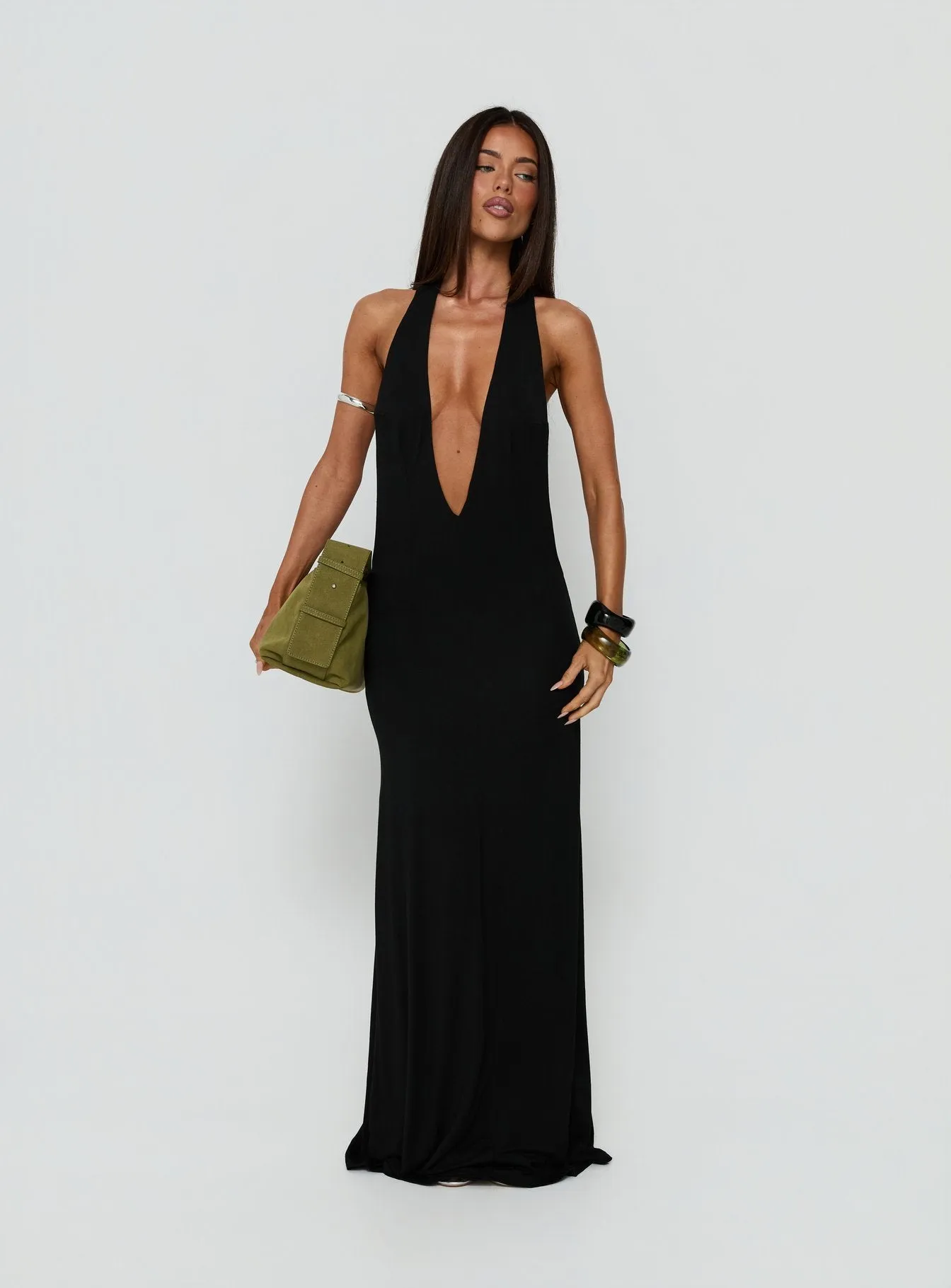Think About Me Plunge Neck Racerback Maxi Dress Black sold by Princess Polly product image thumbnail 2