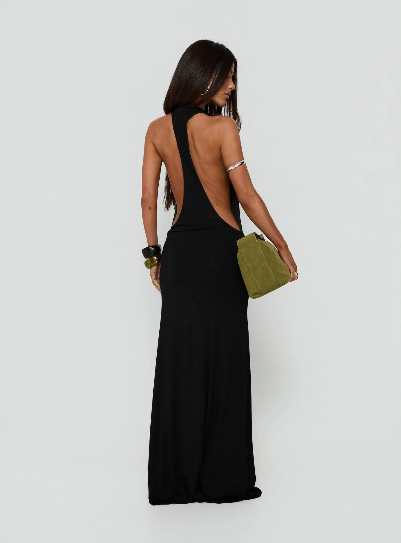 Think About Me Plunge Neck Racerback Maxi Dress Black sold by Princess Polly product image thumbnail 5