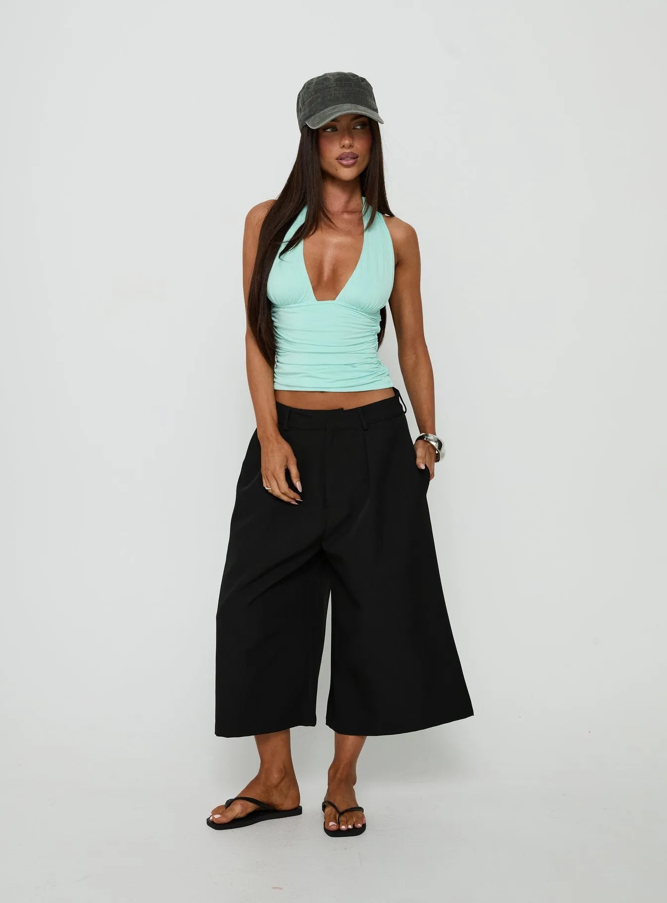 Keerah Tie Neck Halter Top Aqua sold by Princess Polly product image thumbnail 2