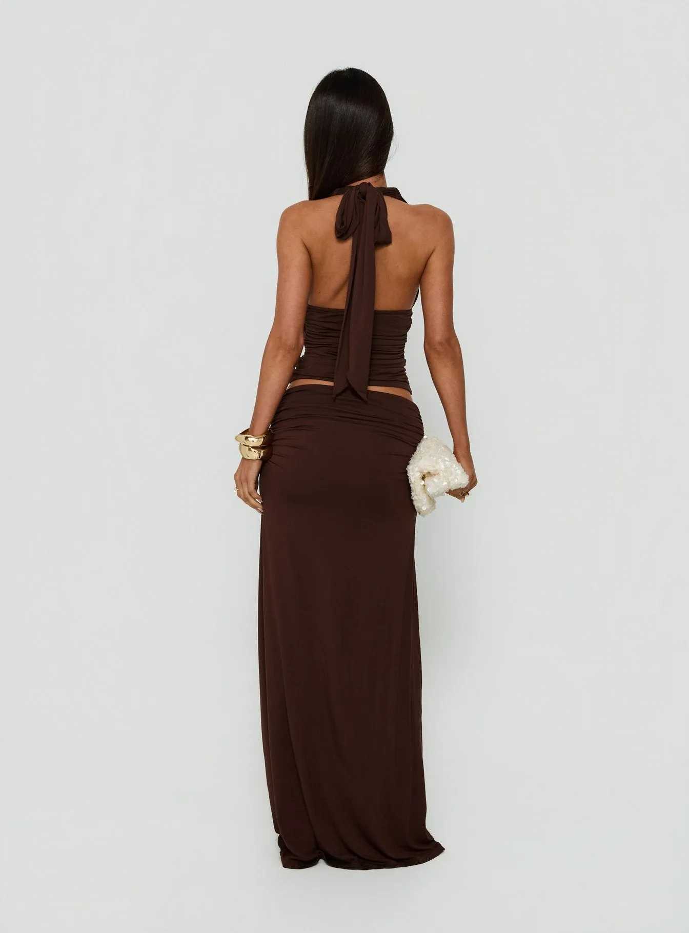 Keerah Ruched Maxi Skirt Brown sold by Princess Polly product image thumbnail 4
