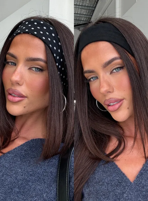 The Juney Headband Pack Black Polka Dot made by Princess Polly