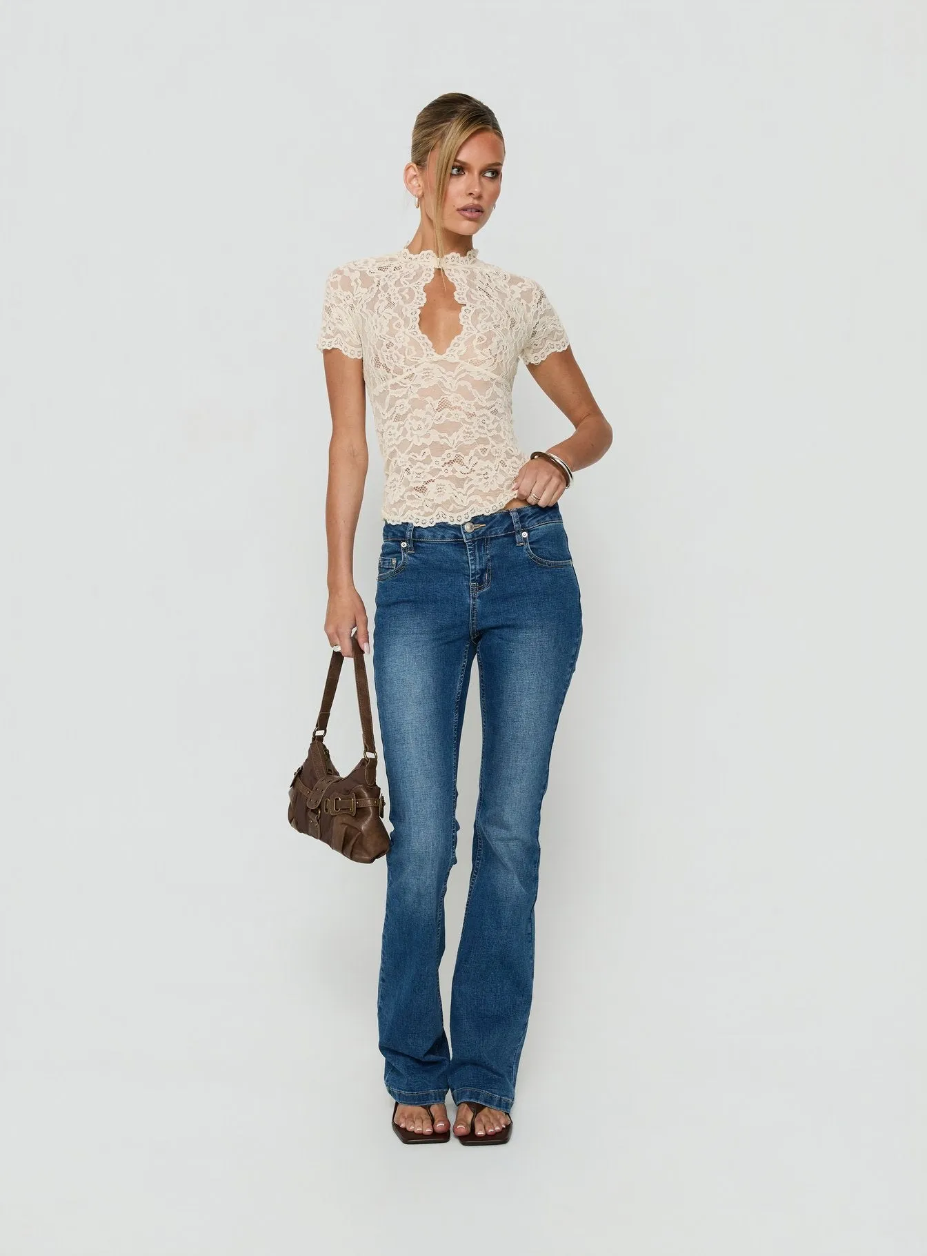 Quinbie Lace Short Sleeve Top Cream sold by Princess Polly product image thumbnail 3