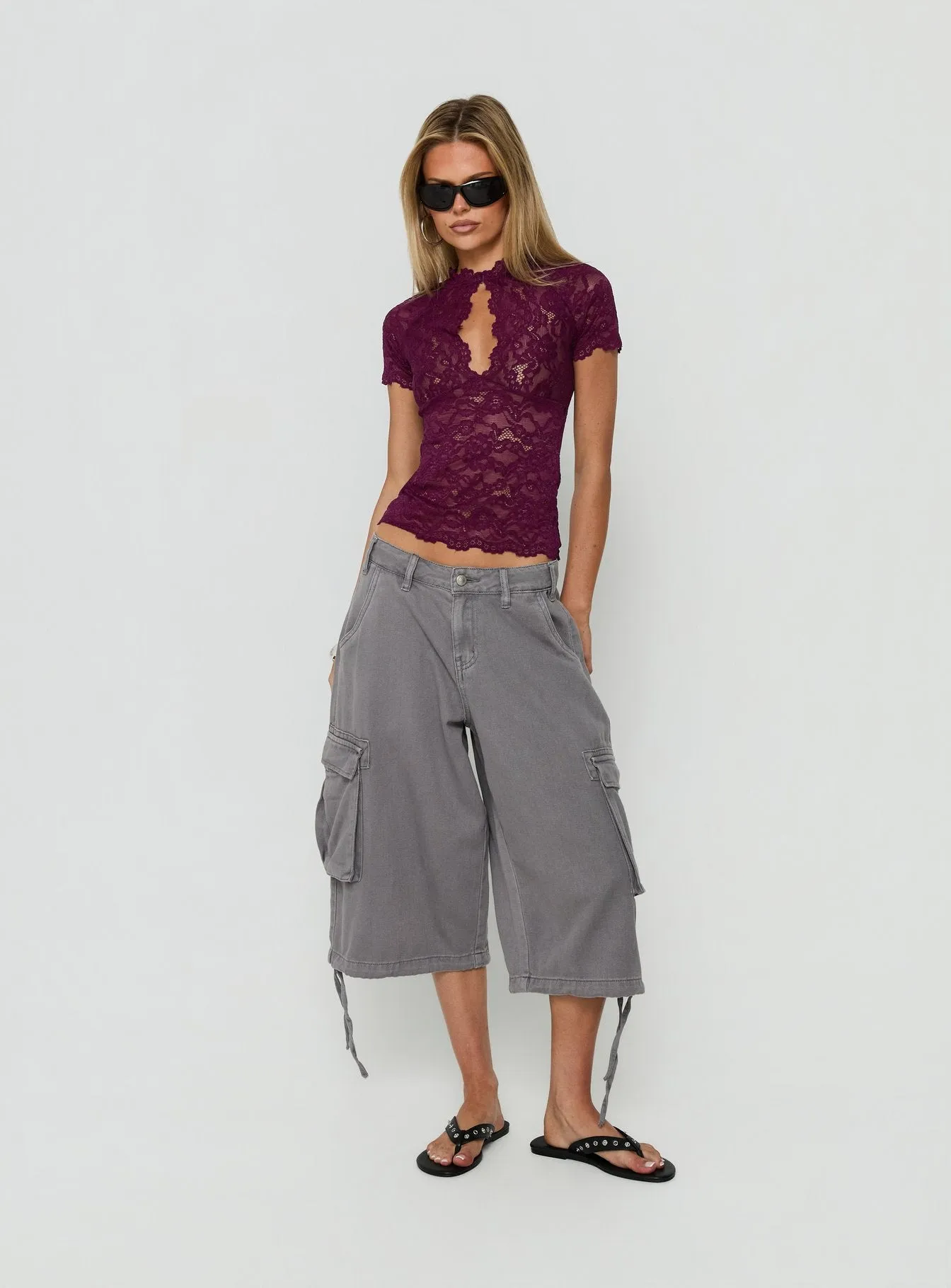 Quinbie Lace Short Sleeve Top Plum sold by Princess Polly product image thumbnail 3