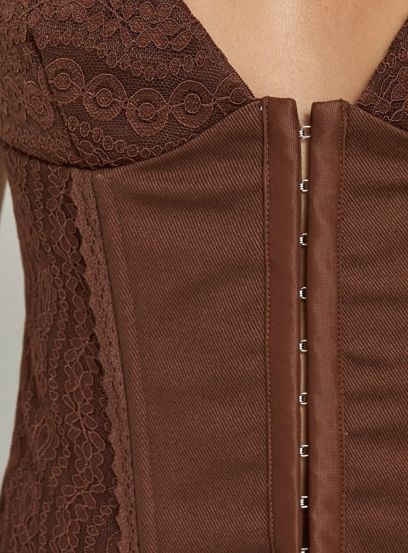 Francee Lace Corset Top Chocolate sold by Princess Polly product image thumbnail 5