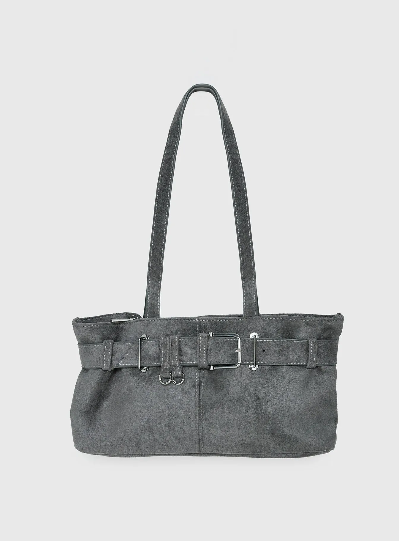Views Of Capri Faux Suede Buckle Shoulder Bag Charcoal sold by Princess Polly product image thumbnail 2