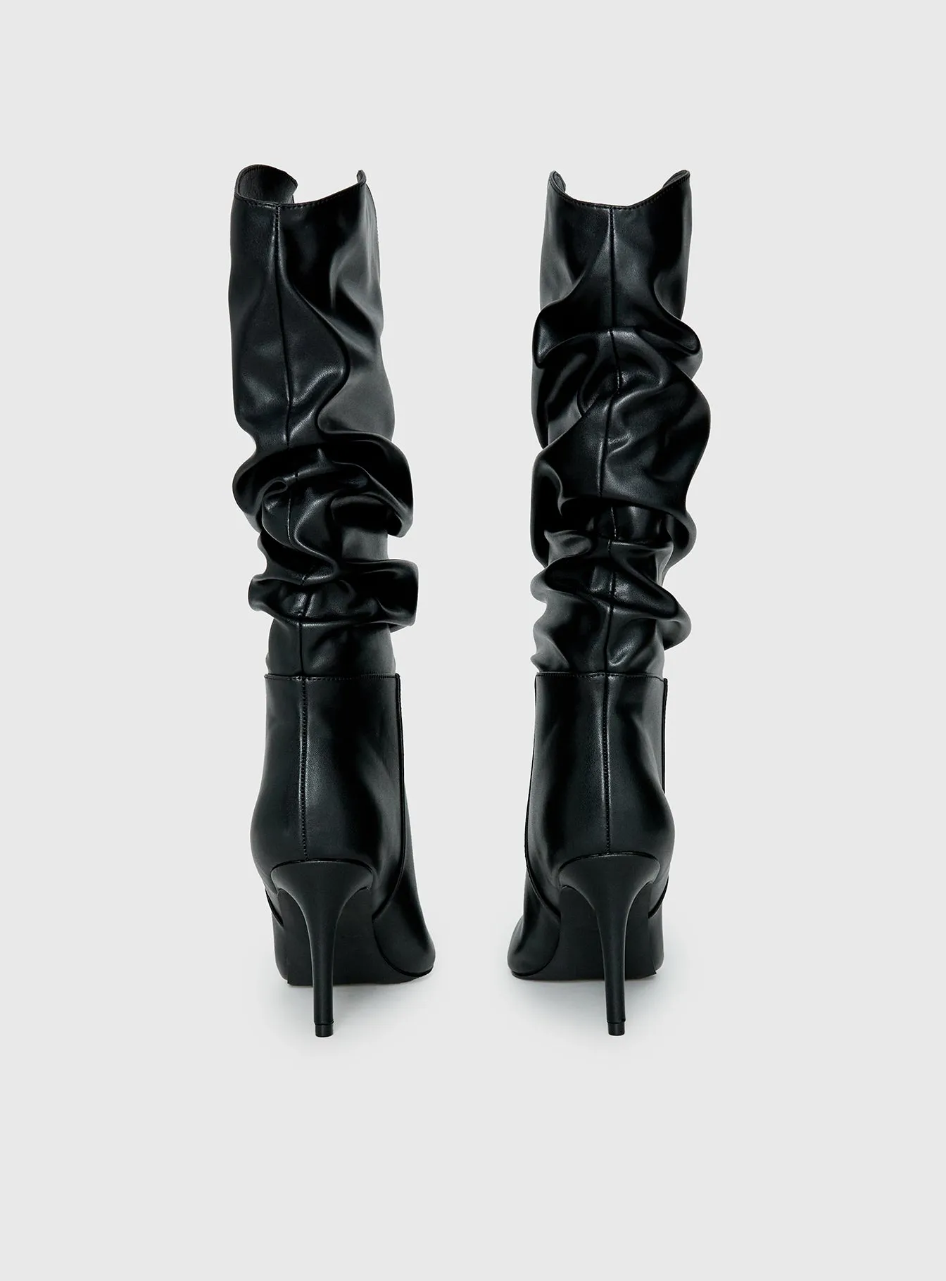 Pop Style Scrunched Pointed Toe Boots Black sold by Princess Polly product image thumbnail 4