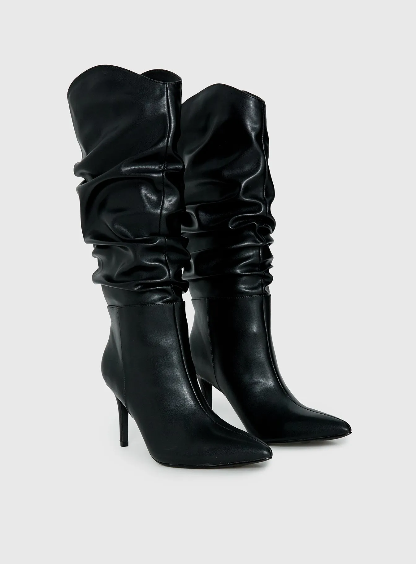 Pop Style Scrunched Pointed Toe Boots Black sold by Princess Polly product image thumbnail 2