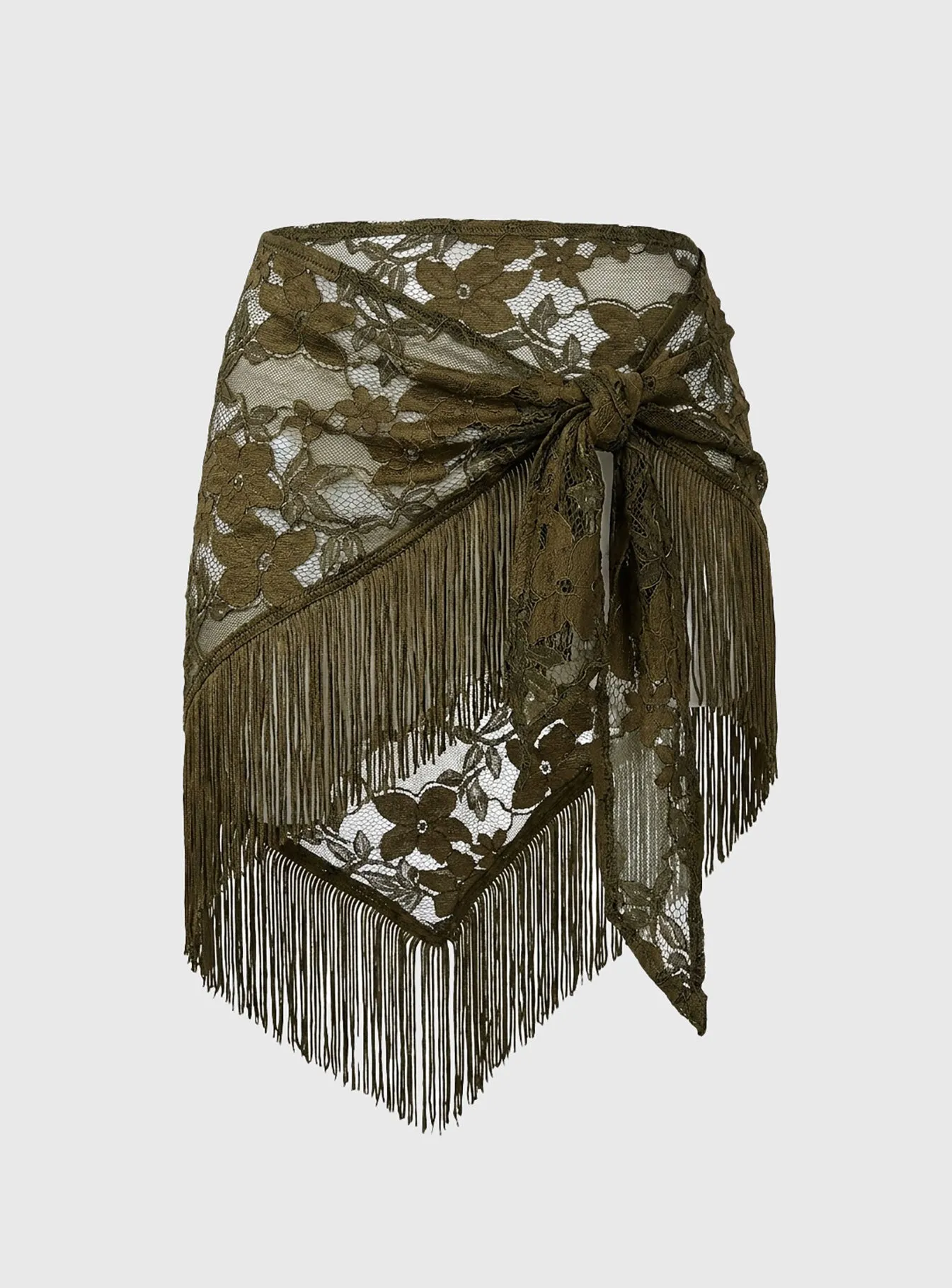 Elizebeth Tie Waist Tassel Belt Khaki sold by Princess Polly product image thumbnail 2