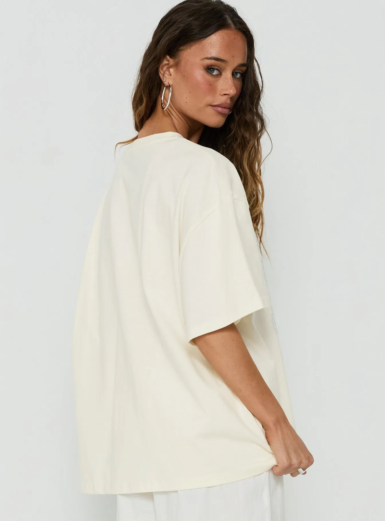 Soft Launch Stamp Oversized Graphic Tee Cream sold by Princess Polly product image thumbnail 4