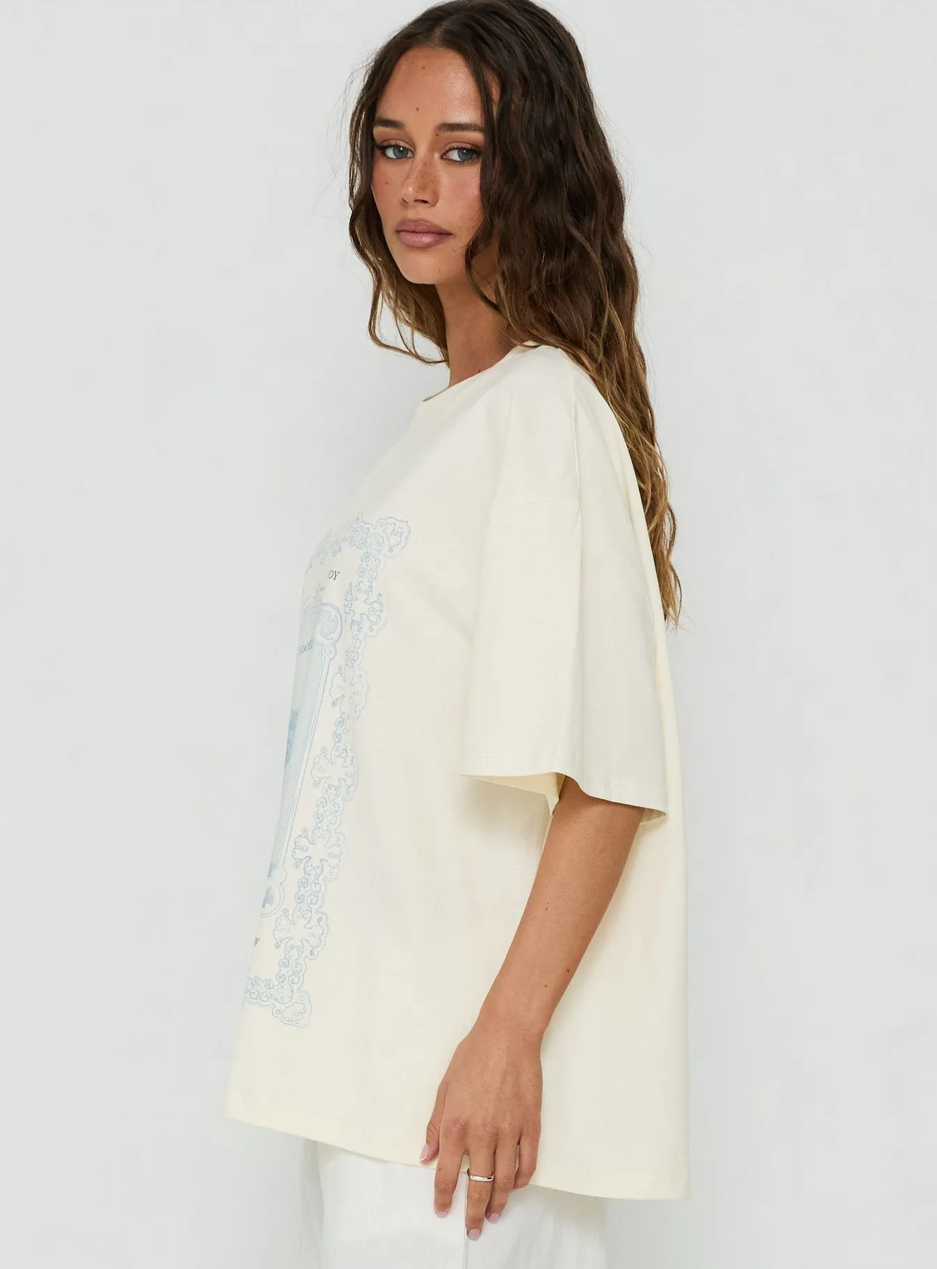 Soft Launch Stamp Oversized Graphic Tee Cream sold by Princess Polly product image thumbnail 3
