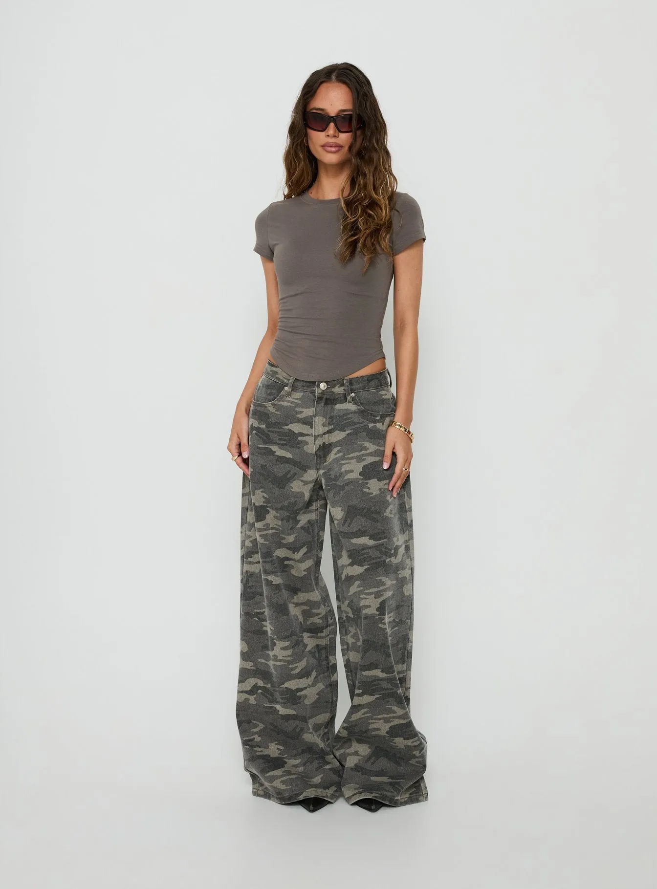 Valentinna Short Sleeve Curved Hem Top Grey sold by Princess Polly product image thumbnail 3