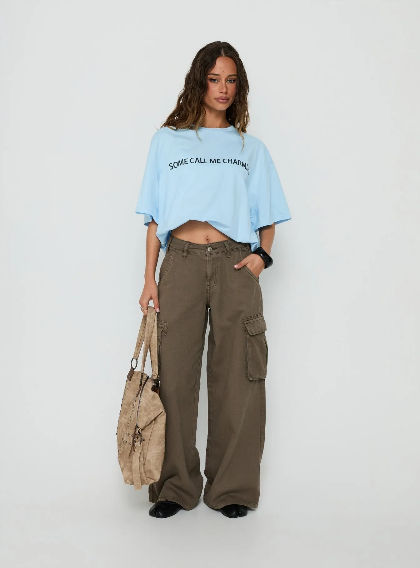 Some Call Me Charming Oversized Graphic Tee Light Blue sold by Princess Polly product image thumbnail 3