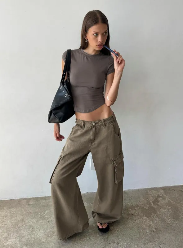 Hudsen Cargo Pants Khaki made by Princess Polly