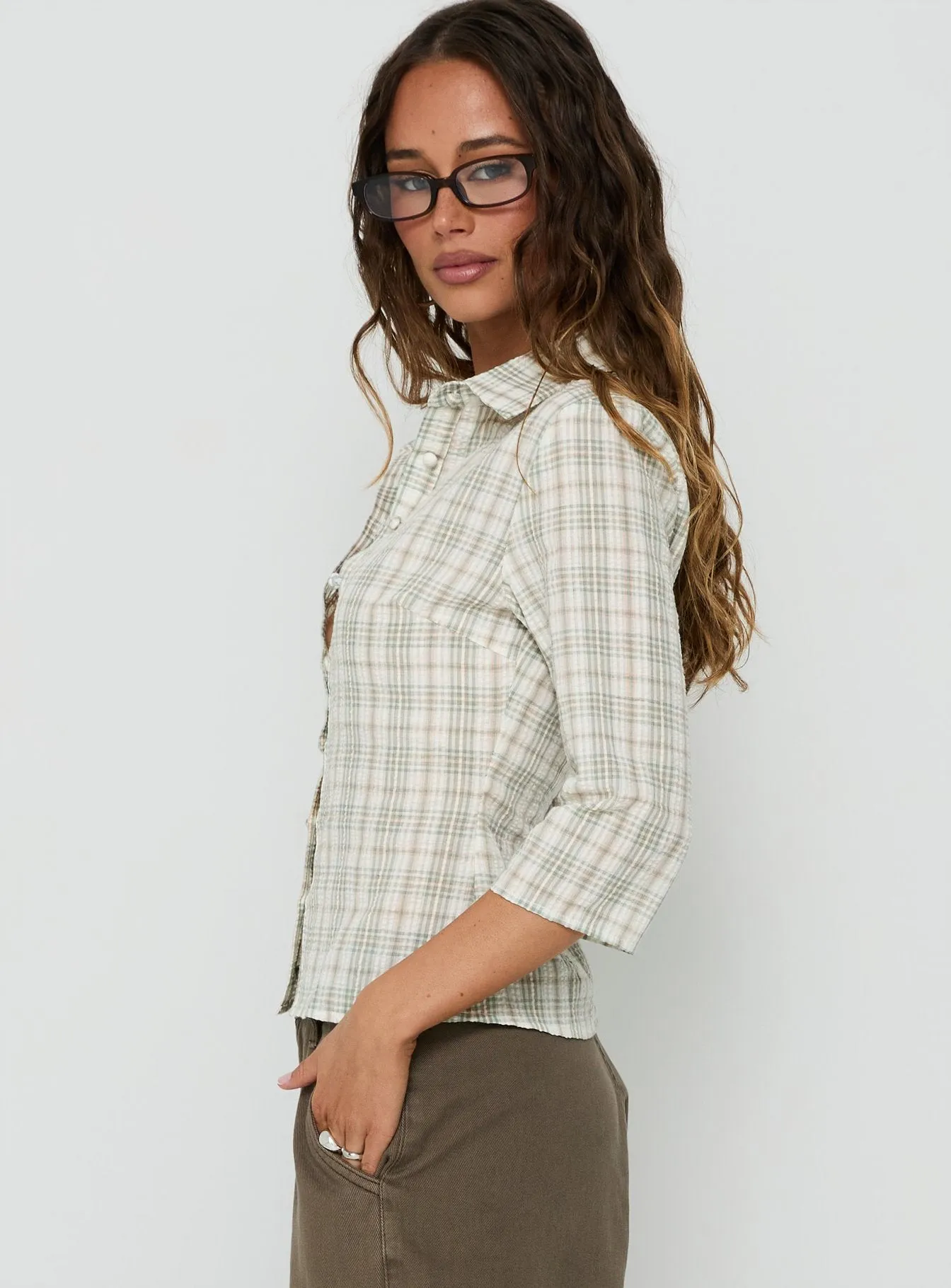 Anni 3/4 Sleeve Top Multi Check sold by Princess Polly product image thumbnail 4