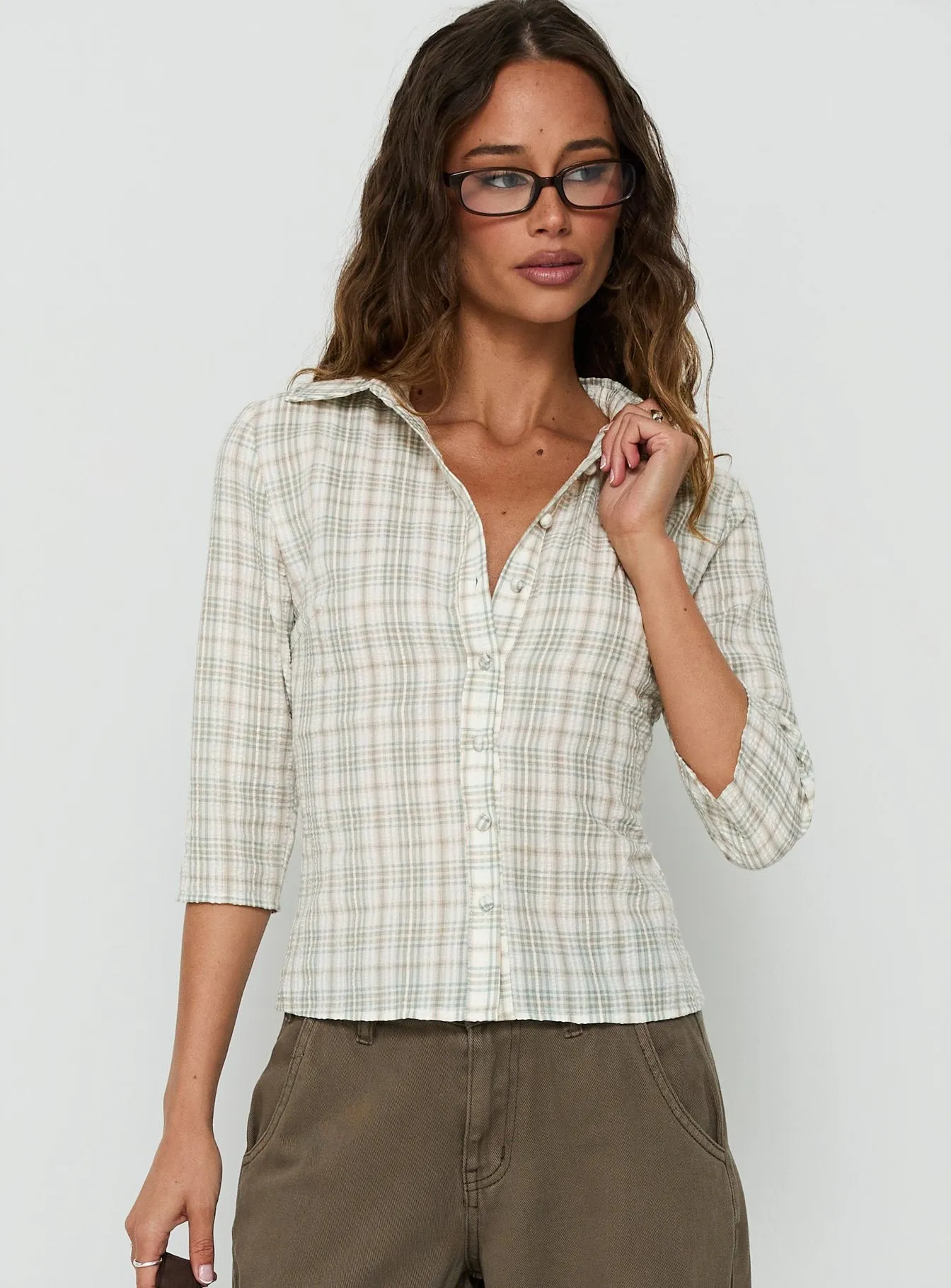 Anni 3/4 Sleeve Top Multi Check sold by Princess Polly product image thumbnail 2