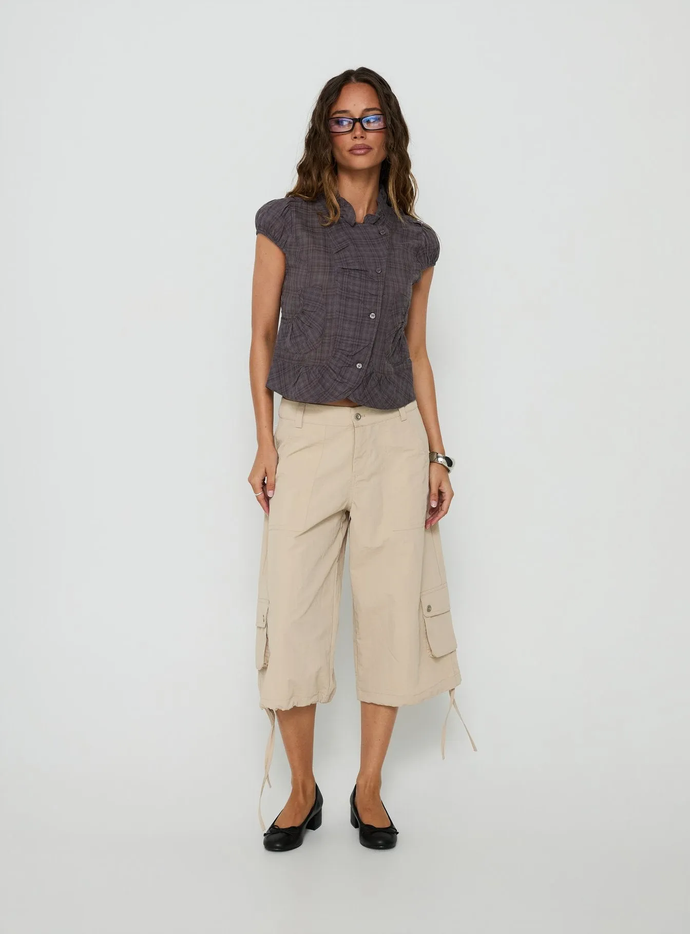 Aryalda Cap Sleeve Blouse Top Multi Check sold by Princess Polly product image thumbnail 3