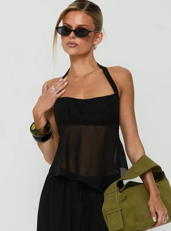 Finesse Halter Top Black made by Princess Polly