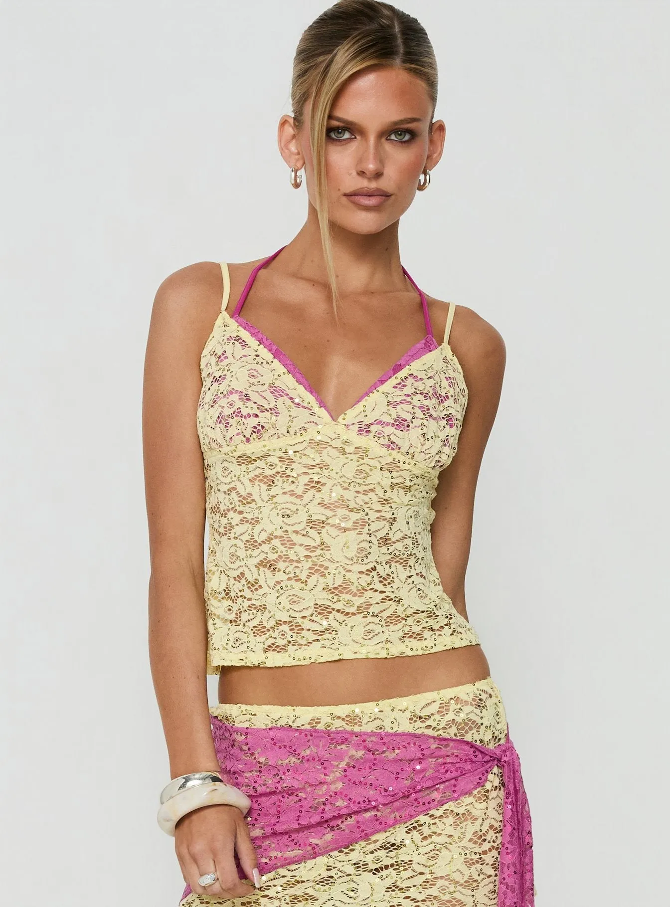 Calya Layered Top Lime / Pink sold by Princess Polly product image thumbnail 2