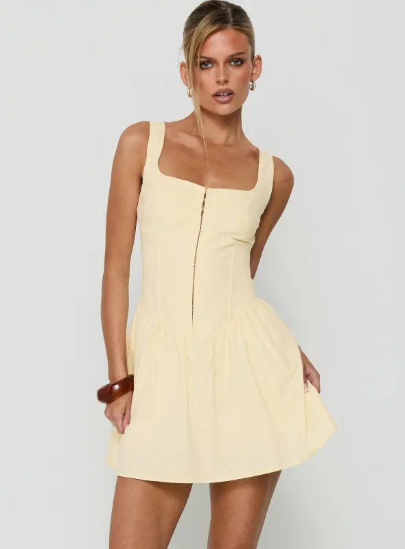Ettalie Cinched Waist Playsuit Butter made by Princess Polly