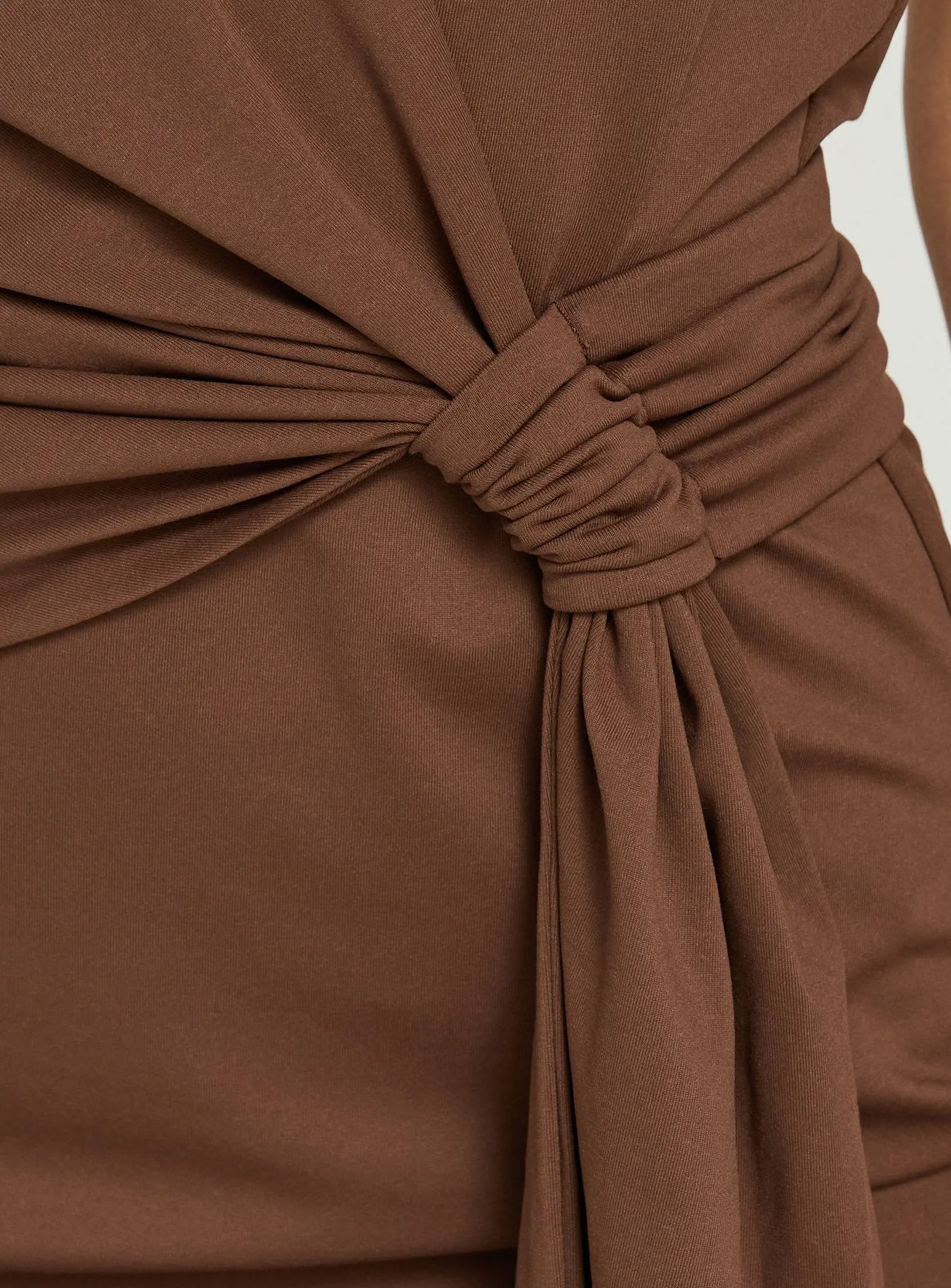 Amiamora Plunge Halter Scarf Mini Dress Brown sold by Princess Polly product image thumbnail 5