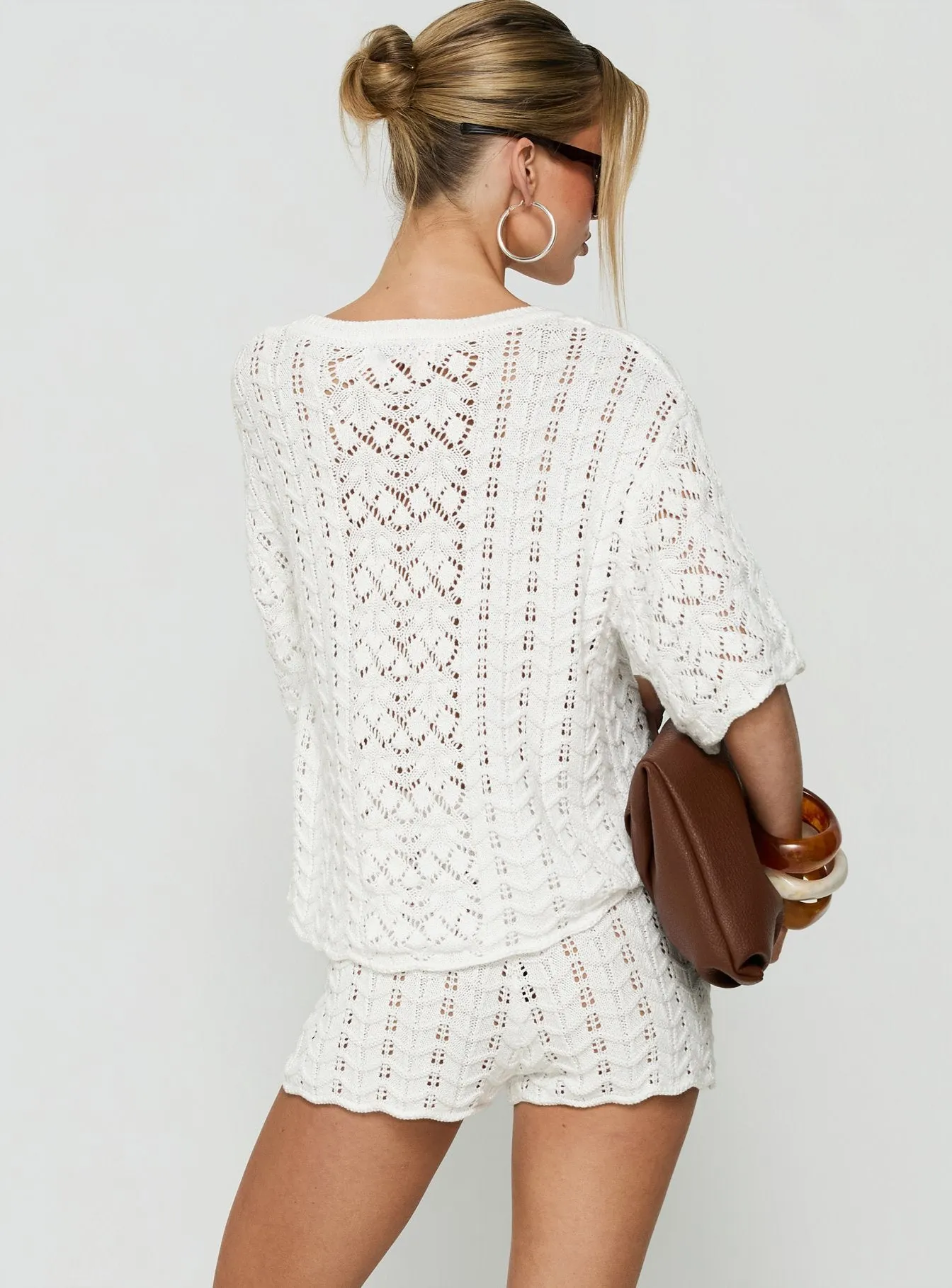 Rheara Knit Tie Waist Shorts White sold by Princess Polly product image thumbnail 5