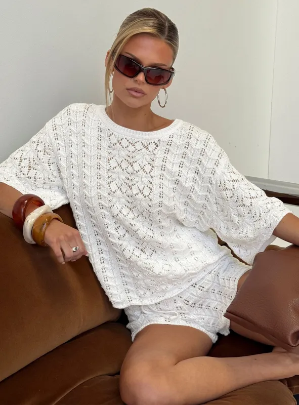 Rheara Knit Short Sleeve Top White made by Princess Polly